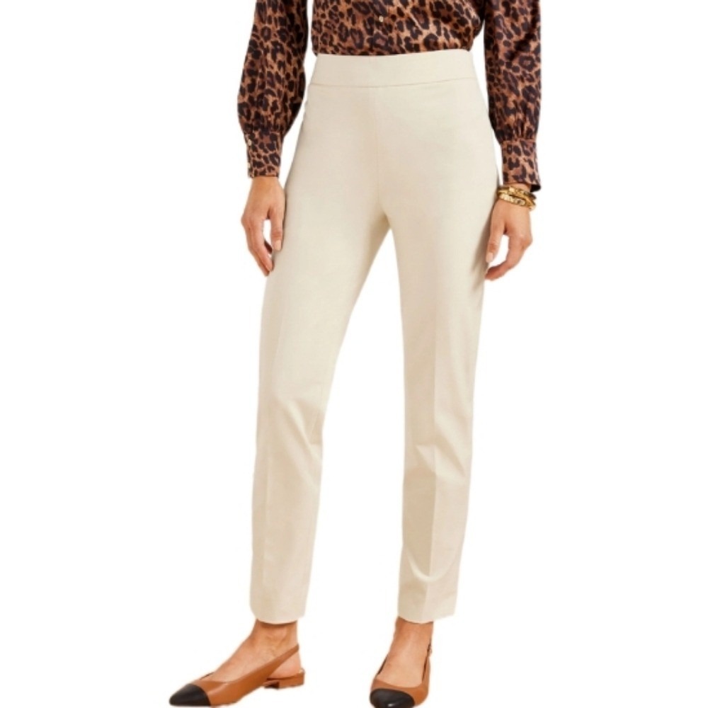 Talbots Chatham Ankle‎ Pants Women's 14P Beige Stretch Cotton  Cropped Trousers
